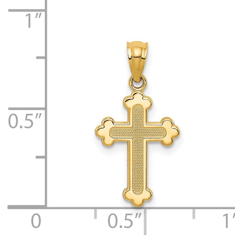 14k Gold Polished Small Budded Cross Charm