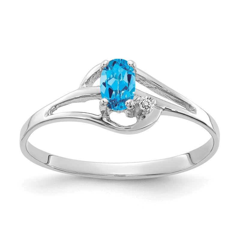 14k White Gold 5x3mm Oval Blue Topaz A Diamond ring