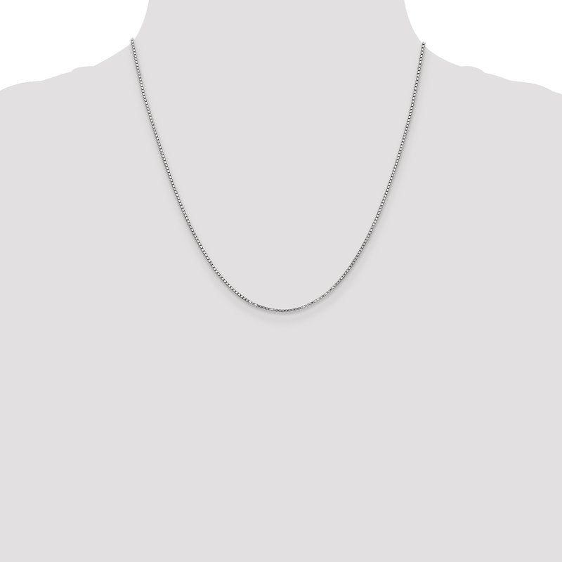 14K White Gold 14 inch 1.4mm Box with Lobster Clasp Chain