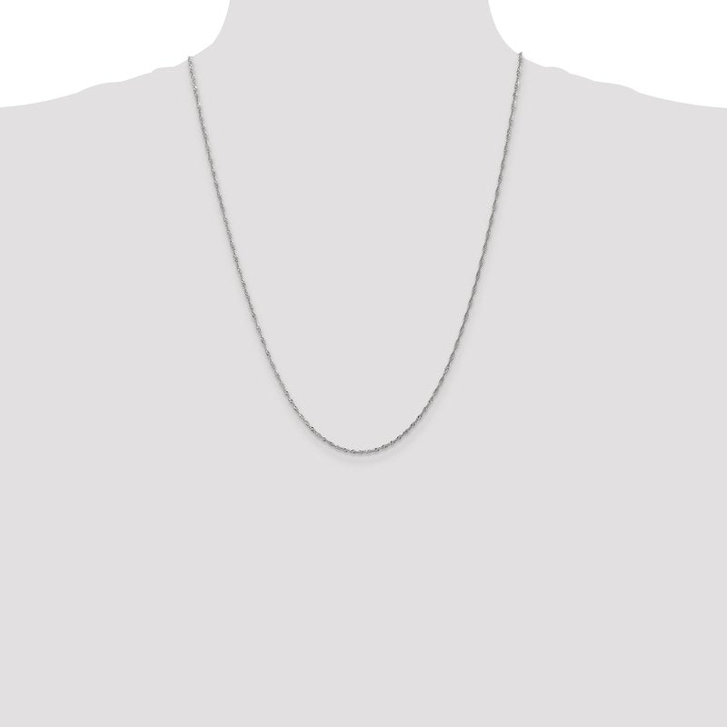 14K White Gold 10 inch 1.4mm Singapore with Spring Ring Clasp Anklet