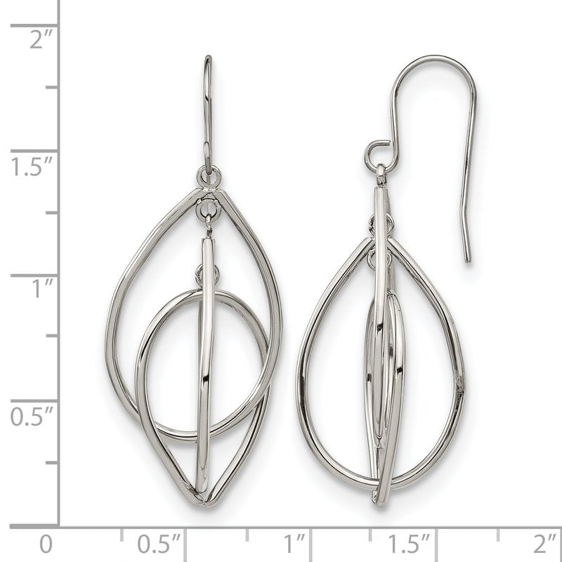 Stainless Steel Polished Dangle Shepherd Hook Earrings