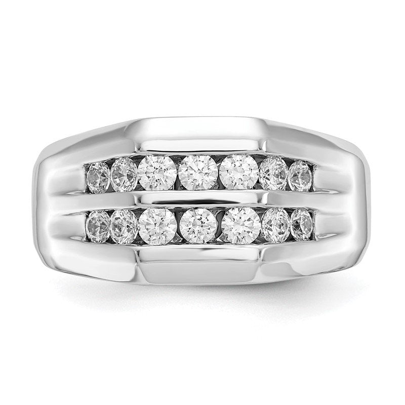 14K White Gold Men's 1/2 carat Lab Grown Diamond VS+ F+ Complete Double Channel Band