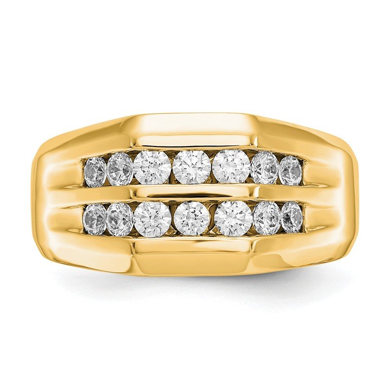 14K White Gold Men's 1/2 carat Lab Grown Diamond VS+ F+ Complete Double Channel Band