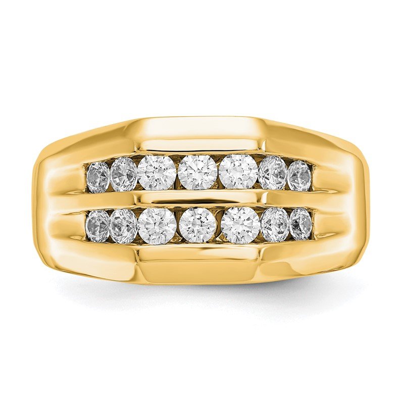 14K White Gold Men's 1/2 carat Lab Grown Diamond VS+ F+ Complete Double Channel Band