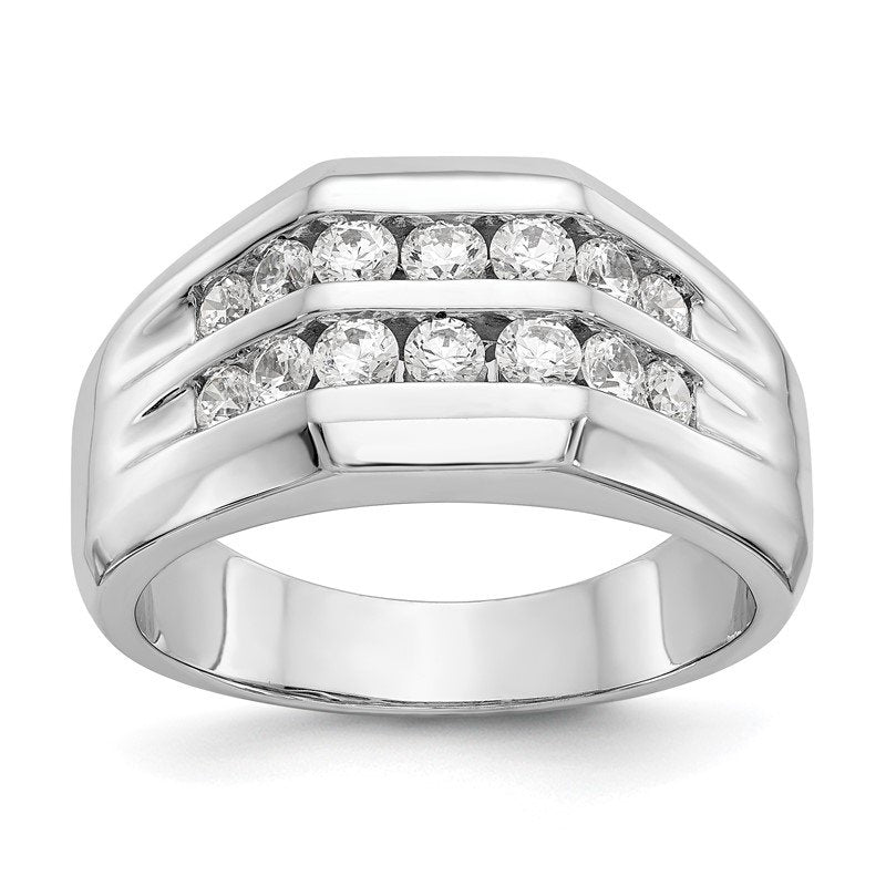 14K White Gold Men's 1/2 carat Lab Grown Diamond VS+ F+ Complete Double Channel Band