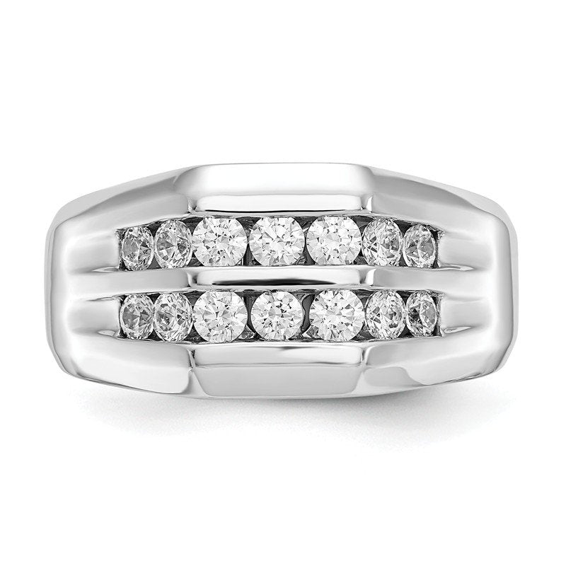 14K White Gold Men's 1/2 carat Lab Grown Diamond VS+ F+ Complete Double Channel Band