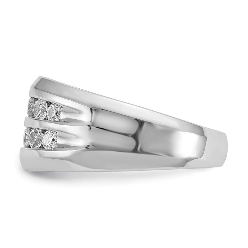14K White Gold Men's 1/2 carat Lab Grown Diamond VS+ F+ Complete Double Channel Band
