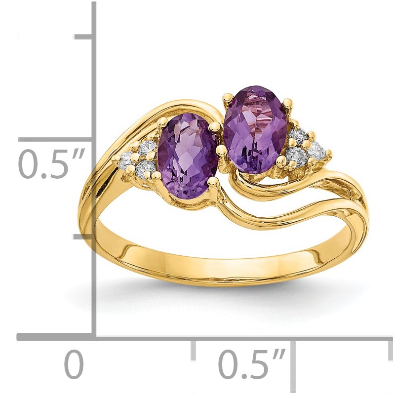 14k 6x4mm Oval Amethyst A Diamond ring
