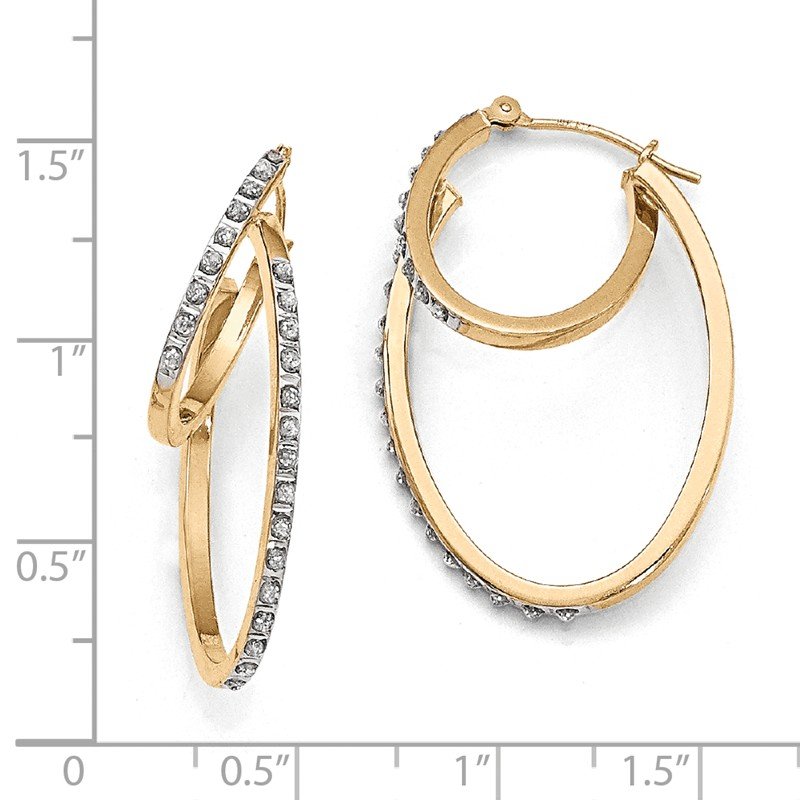14k Diamond Fascination Hinged Double Hoop Earrings