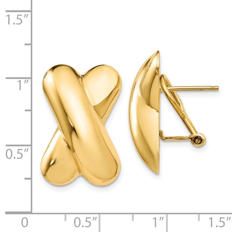 14k Polished X Omega Back Post Earrings