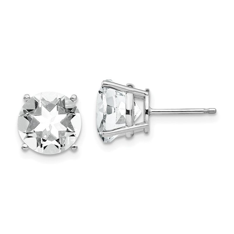 14k White Gold 10mm Round Cubic Zirconia Post Earrings