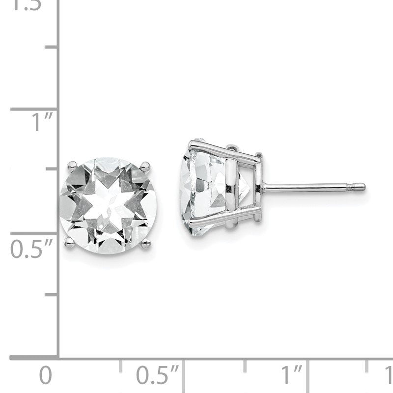 14k White Gold 10mm Round Cubic Zirconia Post Earrings