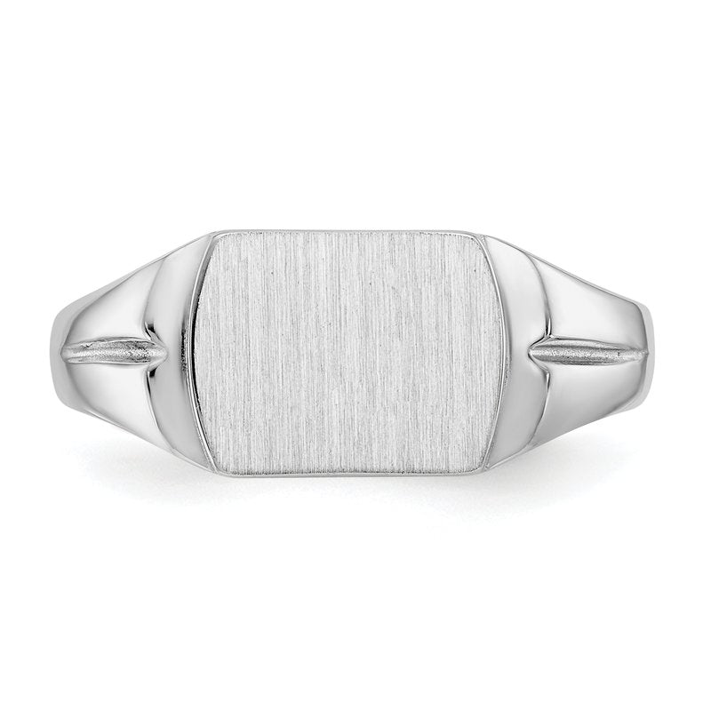 14k White Gold 10.5x8.0mm Closed Back Signet Ring