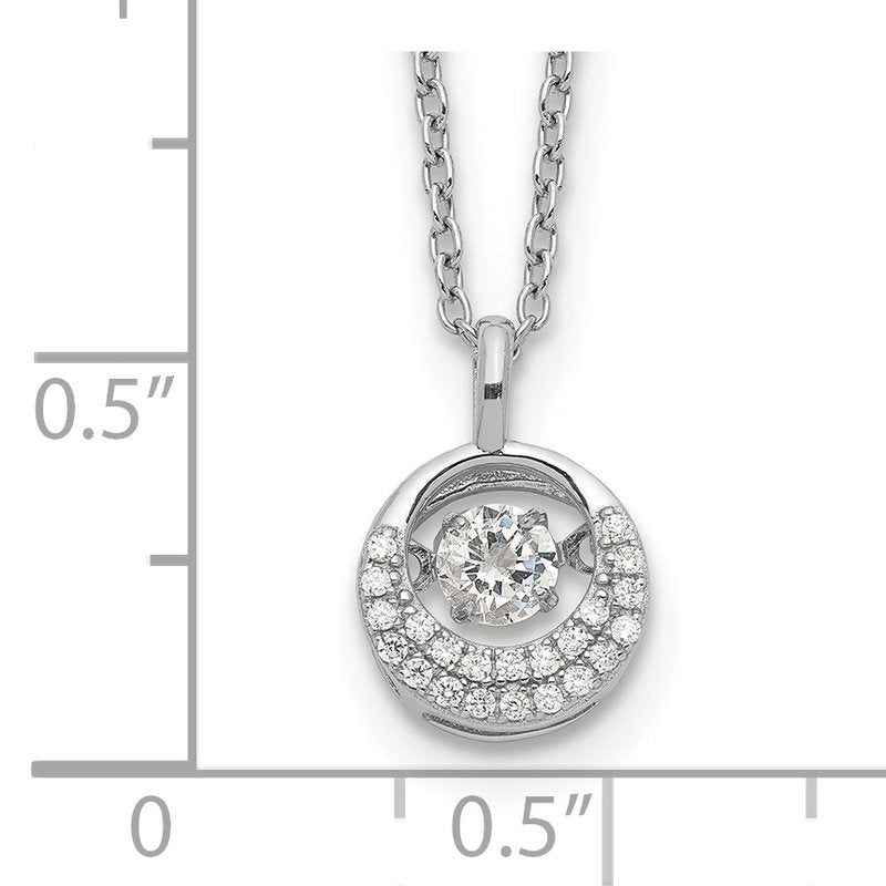 Sterling Silver Rhodium-plated Brilliant-cut Vibrant CZ Circle 18 Inch Necklace