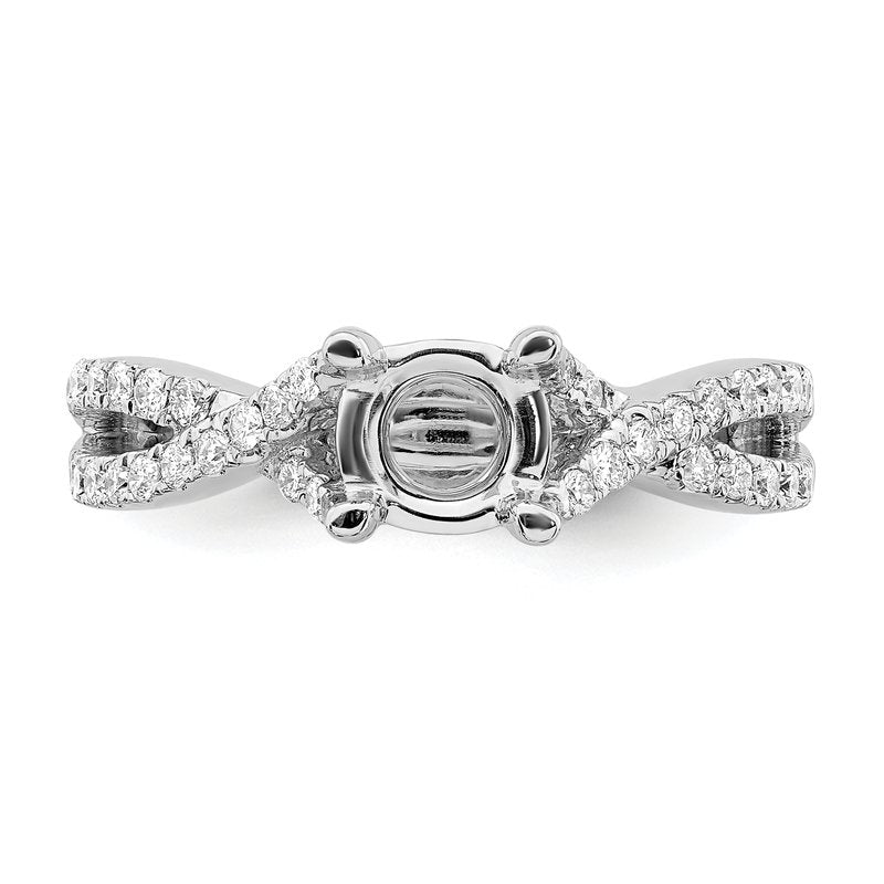 14K White Gold 3/8 carat Lab Grown Diamond VS/SI  D E F  Semi Mount Round By-Pass Engagement Ring