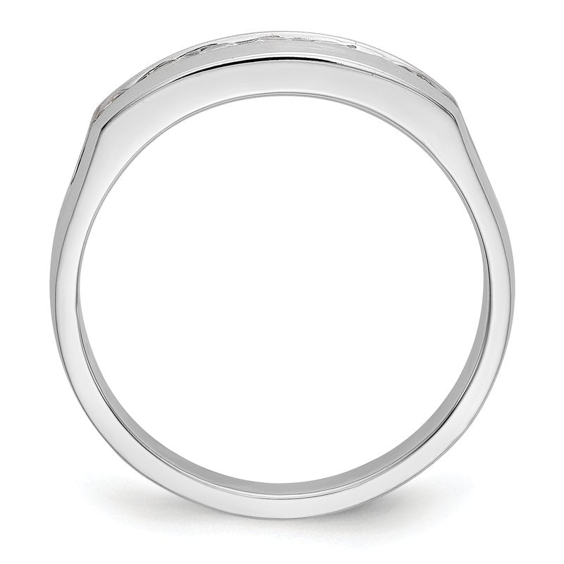 14K White Gold Men's 1/2 carat Lab Grown Diamond VS+ F+ Complete Channel Band