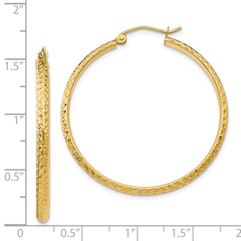 14K 2.8x37mm Diamond-cut Tube Hoop Earrings