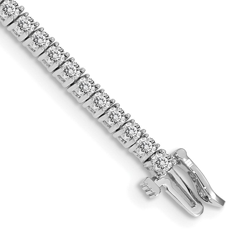 14k White Gold Complete 3.05 carat Round VS Diamond 4-prong 7 inch Tennis Bracelet