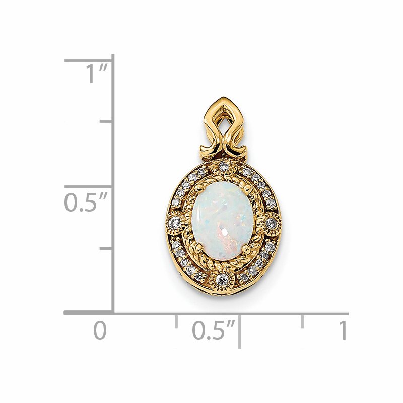 14k Austrian Opal and Diamond Halo Pendant Fits up to 2mm Regular/3mm Fancy or Reversible Omega