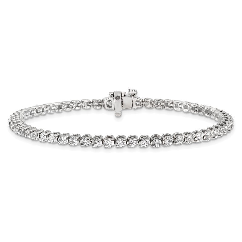 14k White Gold Complete 2.9 carat Round AA Diamond 2-prong 7 inch Tennis Bracelet
