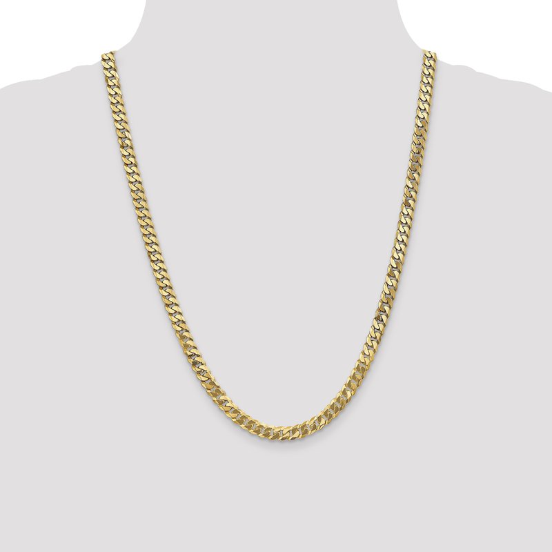14K 26 inch 6.25mm Flat Beveled Curb with Lobster Clasp Chain