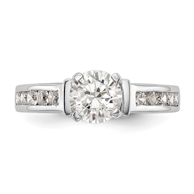 14K White Gold 1/2 carat Lab Grown Diamond VS+ F+ Semi-Mount Peg Set Engagement Ring