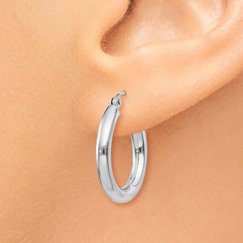 14K White Gold 3x20mm Polished Tube Hoop Earrings