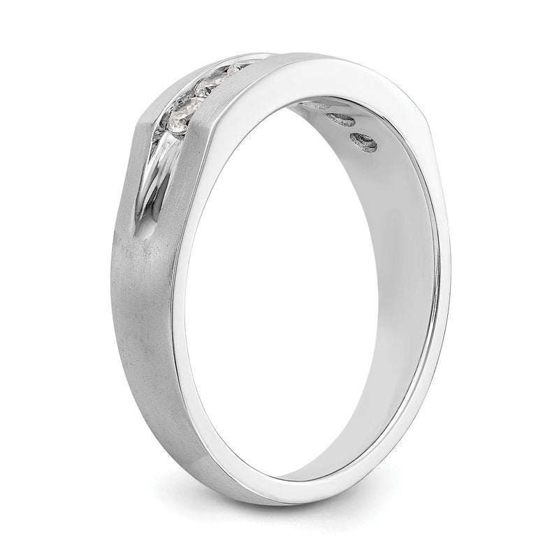 14K White Gold Men's 1/2 carat Lab Grown Diamond VS+ F+ Complete Channel Band
