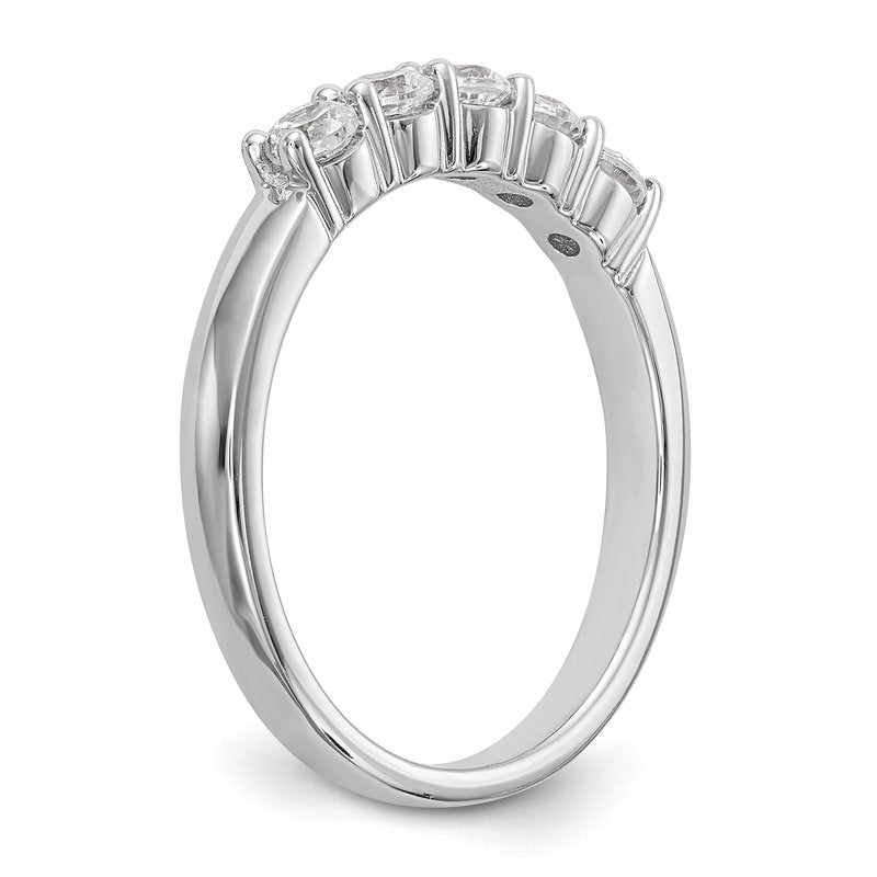 14K White Gold 1/3 carat Lab Grown Diamond VS+ F+ Complete Round Five Stone Ring