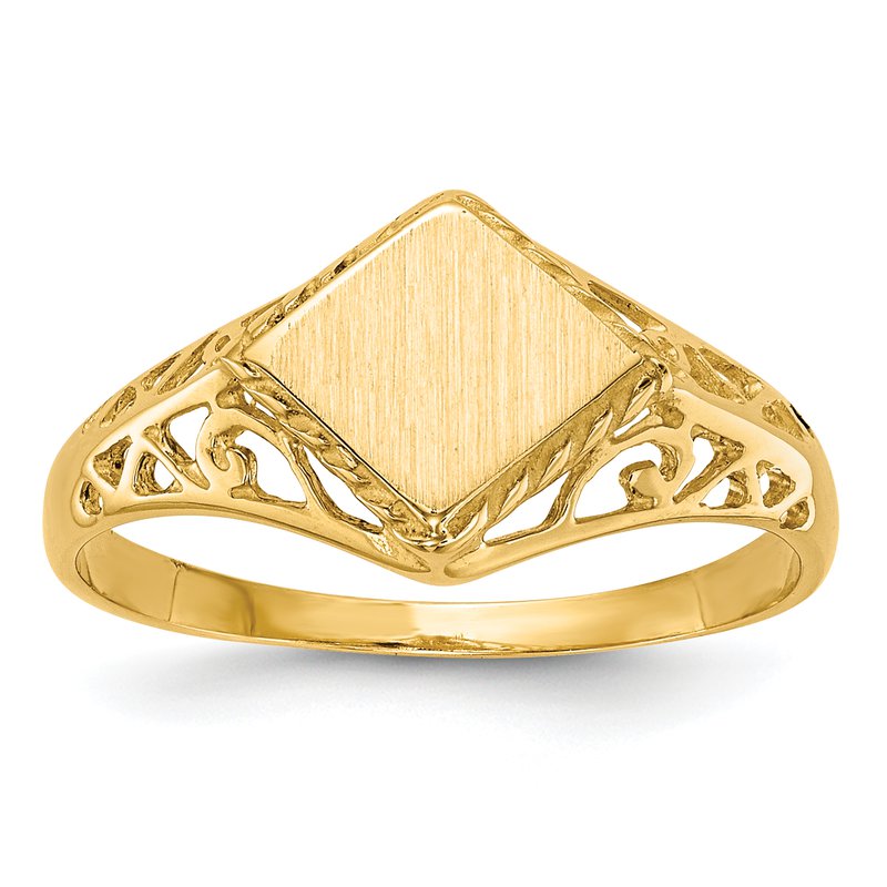 14k 8.5x8.0mm Open Back Signet Ring