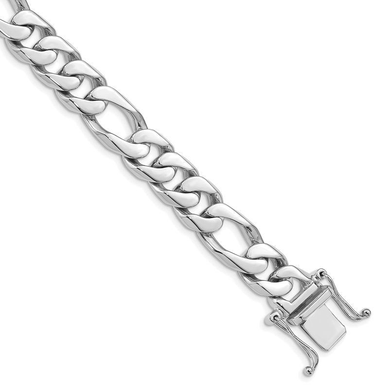 14K White Gold 20 inch 10mm Hand Polished Figaro Link with Box Catch Clasp Chain