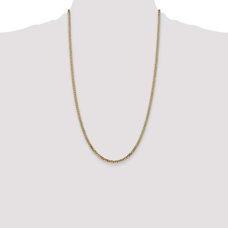 14K 26 inch 2.9mm Flat Beveled Curb with Lobster Clasp Chain