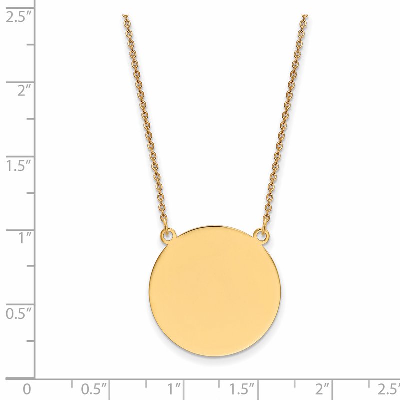 14k Plain .013 Gauge Round Engravable 22x22mm Disc 18 inch Necklace