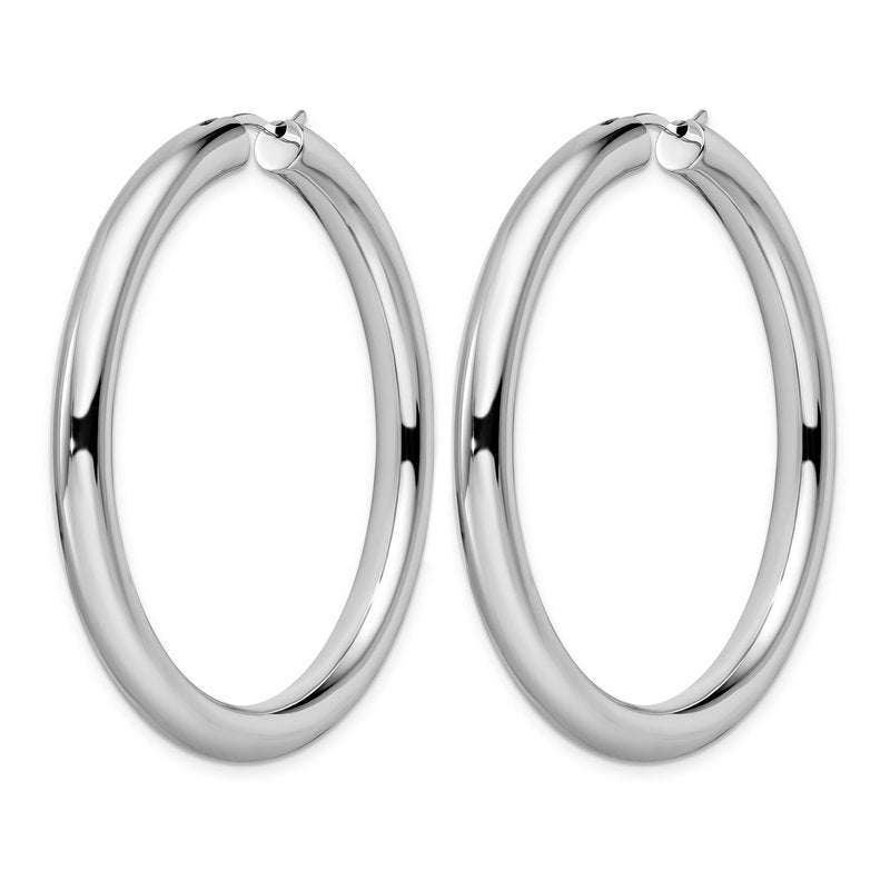Sterling Silver Rhodium-plated 5mm Tube Earrings