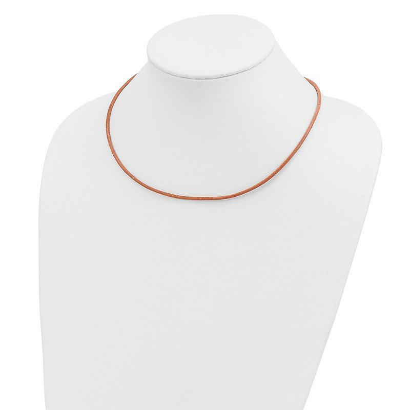 14k Yellow Clasp 2mm 16 inch Natural Leather Cord Necklace