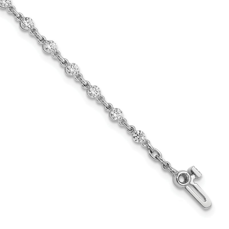 14k White Gold Complete 1.4 carat Round AA Diamond 2-prong 7 inch Tennis Bracelet