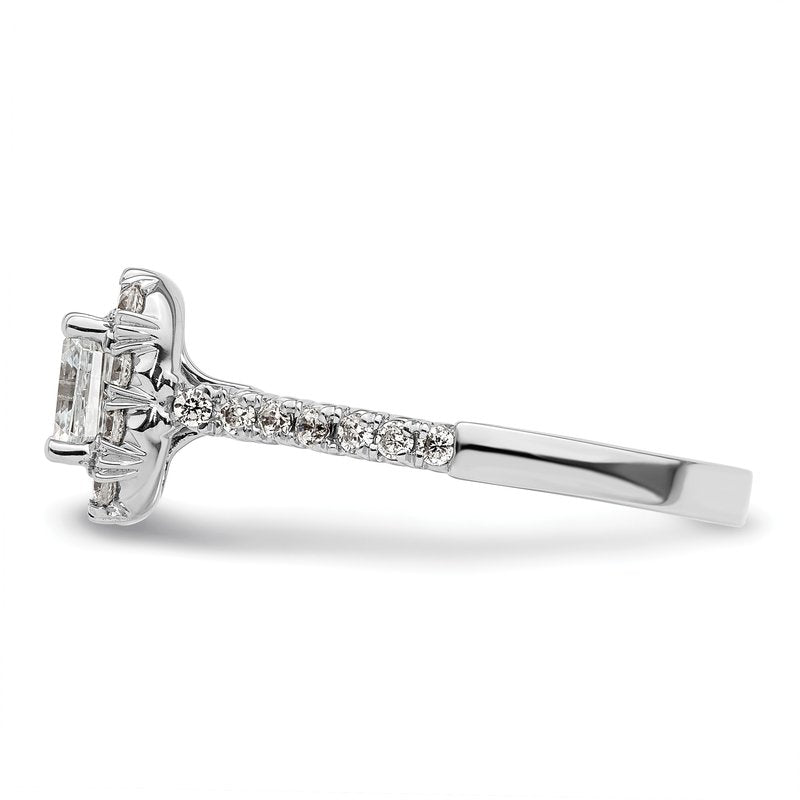 14K White Gold 1/2 carat Lab Grown Diamond VS+ F+ Semi-Mount Asscher Halo Engagement Ring