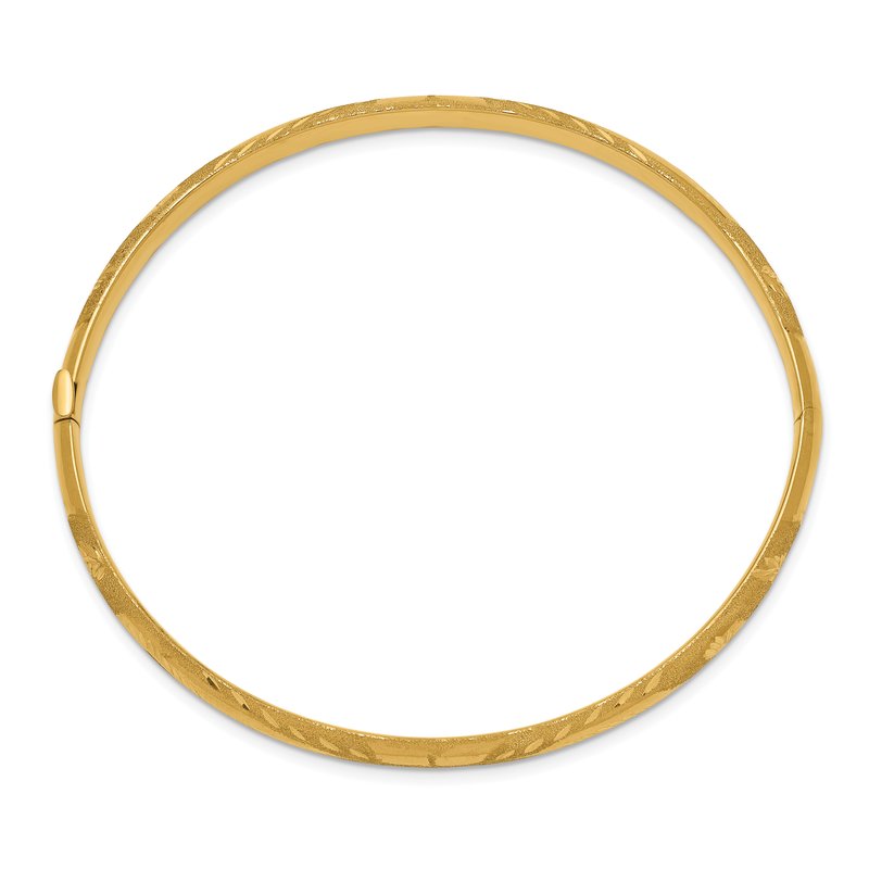 14k 3/16 Oversized Laser-Cut 5.00mm Hinged Oval Bangle Bracelet