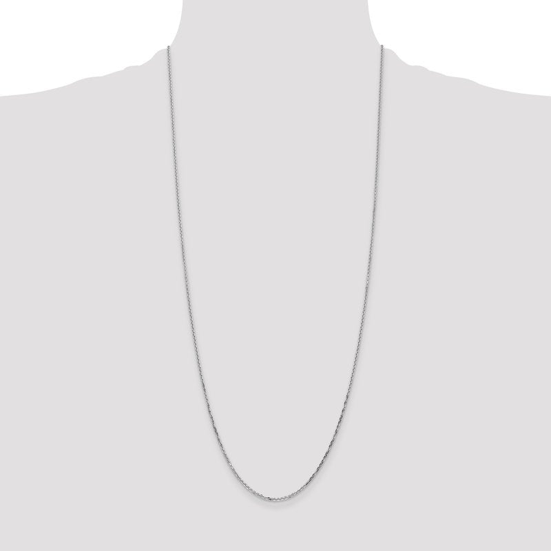 14K White Gold 26 inch 1.4mm Diamond-cut Round Open Link Cable with Lobster Clasp Chain