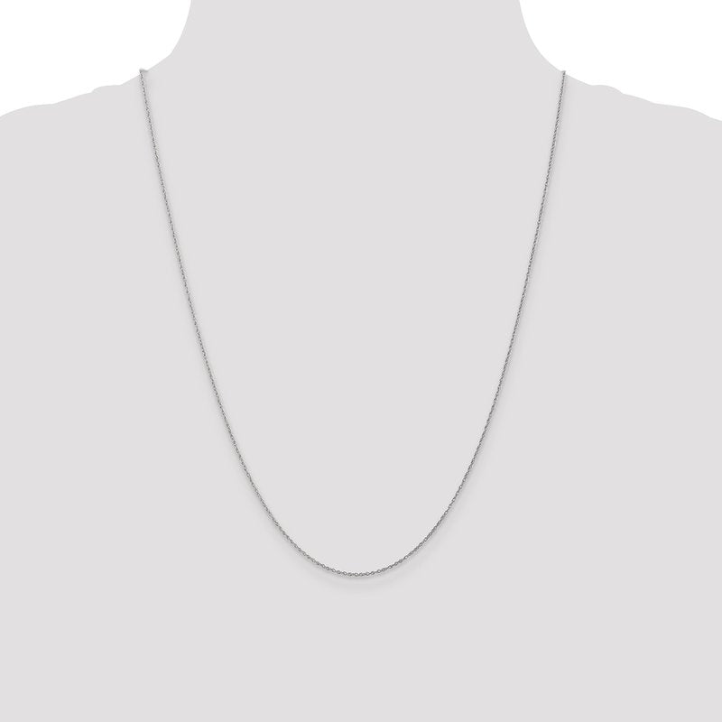14K White Gold 14 inch .8mm Light Baby Rope with Spring Ring Clasp Chain
