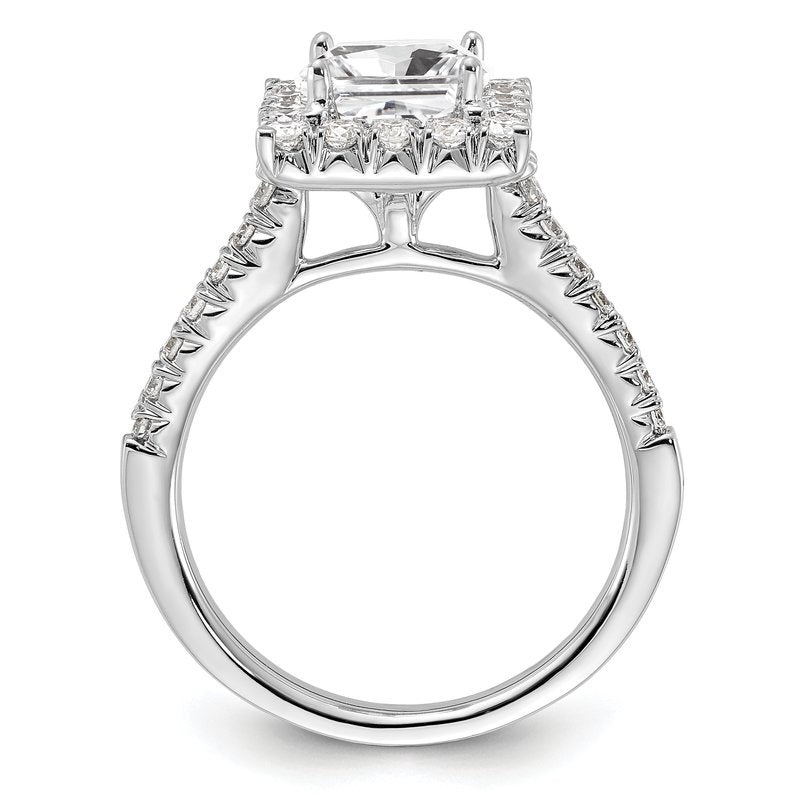 14K White Gold 1/3 carat Lab Grown Diamond VS+ F+ Semi-Mount Princess Halo Engagement Ring