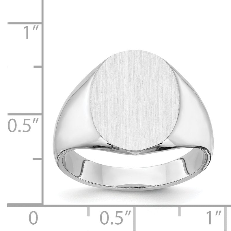 14k White Gold 12.5x15.0xmm Closed Back Signet Ring