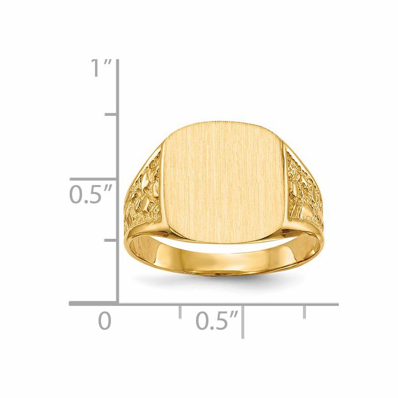 14k 14.0x12.5mm Closed Back Mens Signet Ring