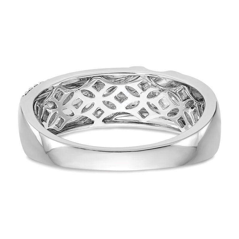 14K White Gold Men's 1/8 carat Lab Grown Diamond VS/SI  D E F  Brushed Polished Antiqued Band