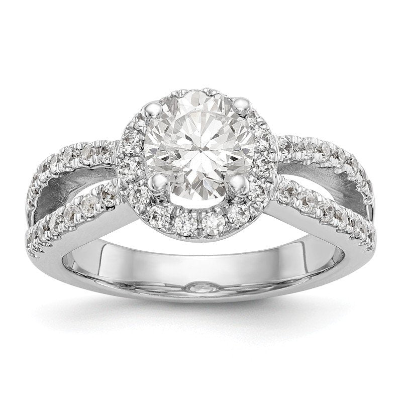 14K White Gold 3/4 carat Lab Grown Diamond VS/SI  D E F  Semi Mount Round Halo Engagement Ring