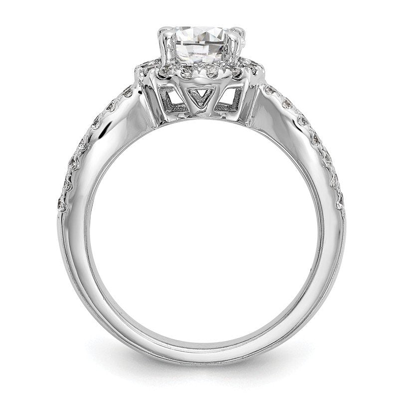 14K White Gold 3/4 carat Lab Grown Diamond VS/SI  D E F  Semi Mount Round Halo Engagement Ring