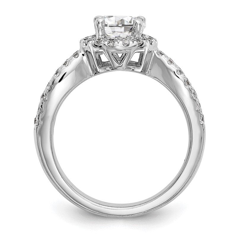 14K White Gold 3/4 carat Lab Grown Diamond VS/SI  D E F  Semi Mount Round Halo Engagement Ring
