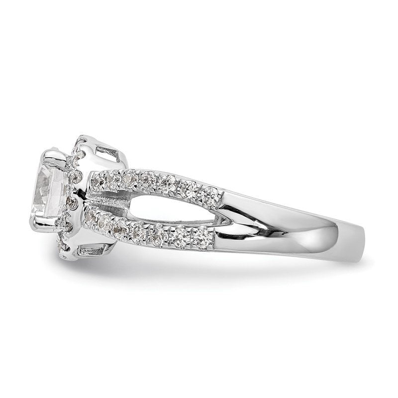 14K White Gold 3/4 carat Lab Grown Diamond VS/SI  D E F  Semi Mount Round Halo Engagement Ring