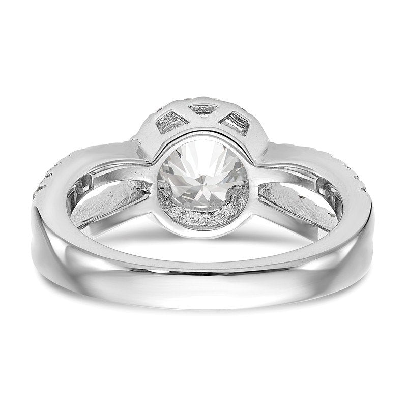 14K White Gold 3/4 carat Lab Grown Diamond VS/SI  D E F  Semi Mount Round Halo Engagement Ring