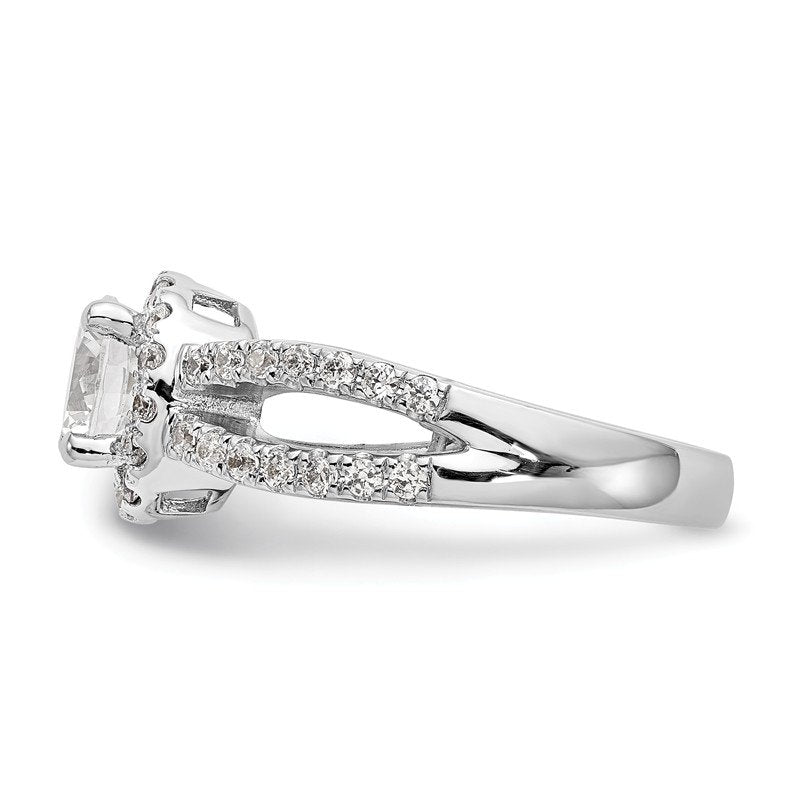 14K White Gold 3/4 carat Lab Grown Diamond VS/SI  D E F  Semi Mount Round Halo Engagement Ring